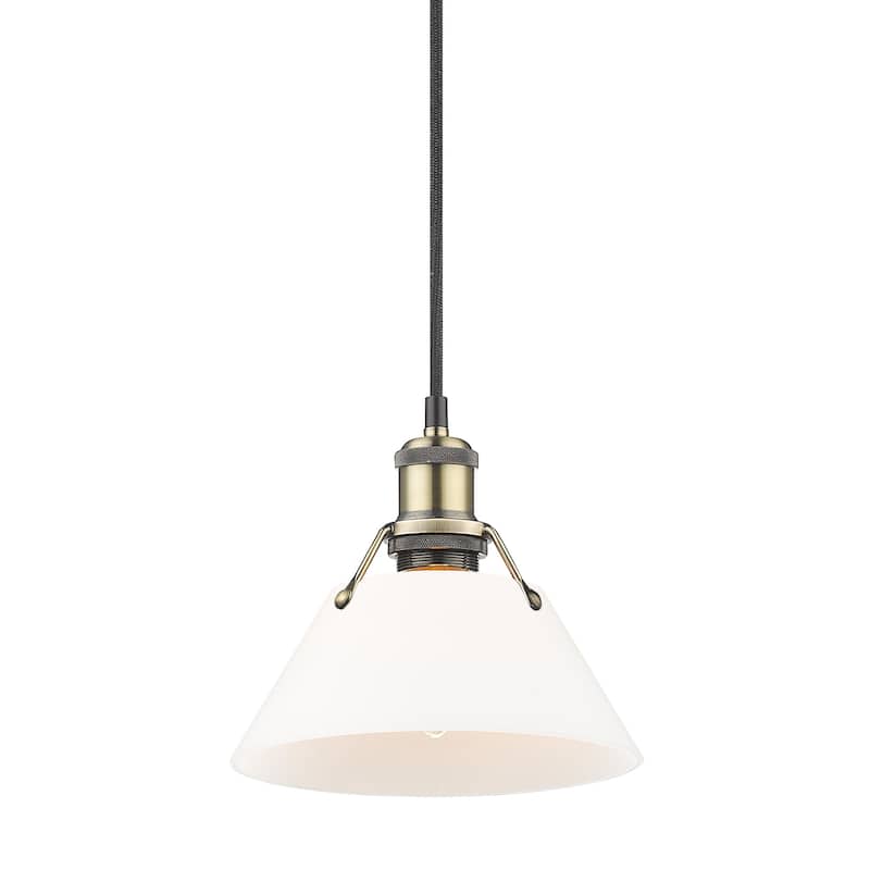 Orwell 7.5" Wide Small Pendant in Aged Brass with Opal Glass - Gold