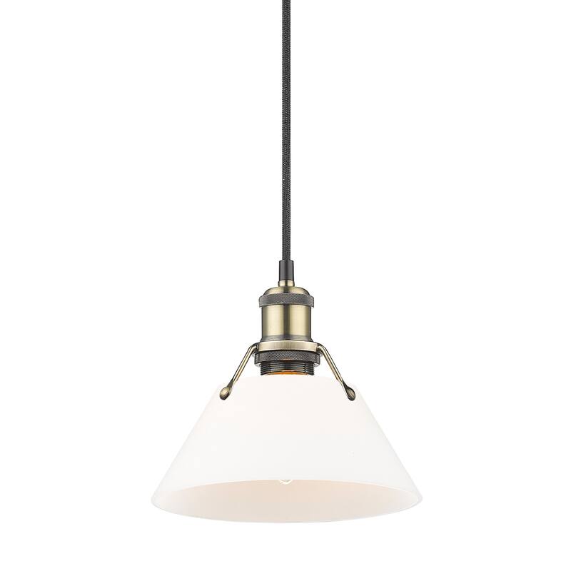 Yep by Golden Lighting Orwell 1-light 8in Pendant in Aged Brass and Opal Glass - Gold
