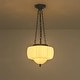 preview thumbnail 6 of 8, 1-Light 15" W Vintage French Style Pumpkin-shaped Milk Glass Hanging Pendant Light for Dining Room, Hallway