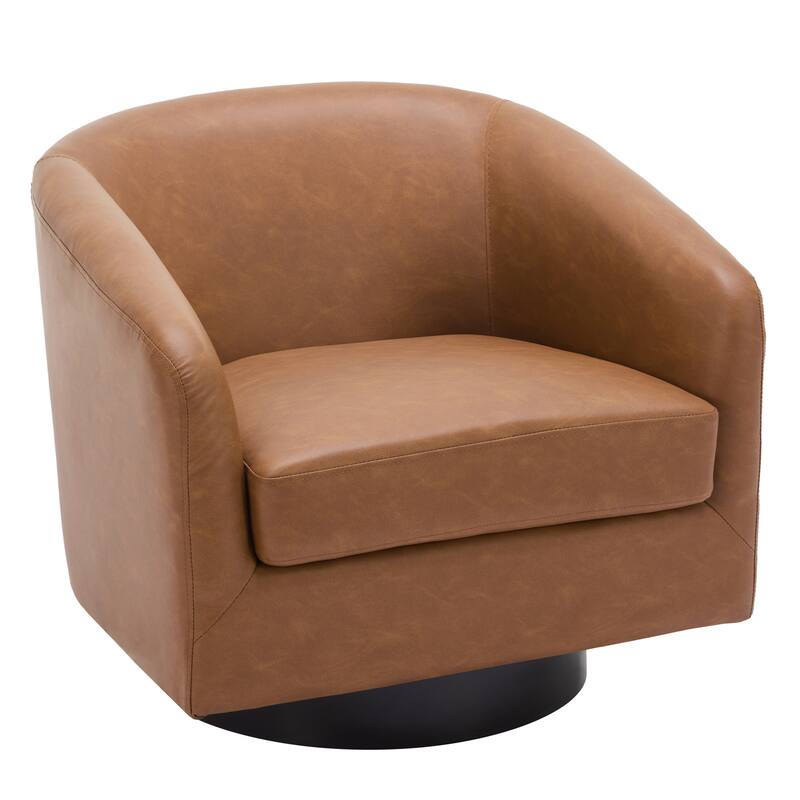 2 Set Round Barrel Chair 360-Degree Swivel Accent Chairs