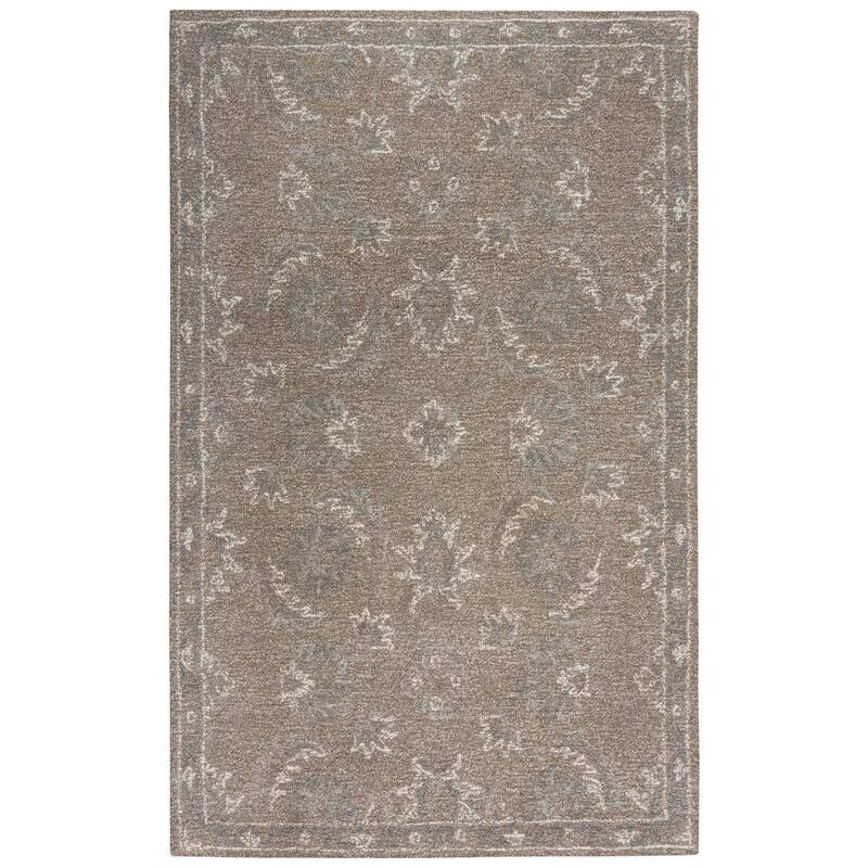 Alora Decor Peace Beige and Cream Geometric Hand-tufted Wool Rug - 8'9" x 11'9" - Brown