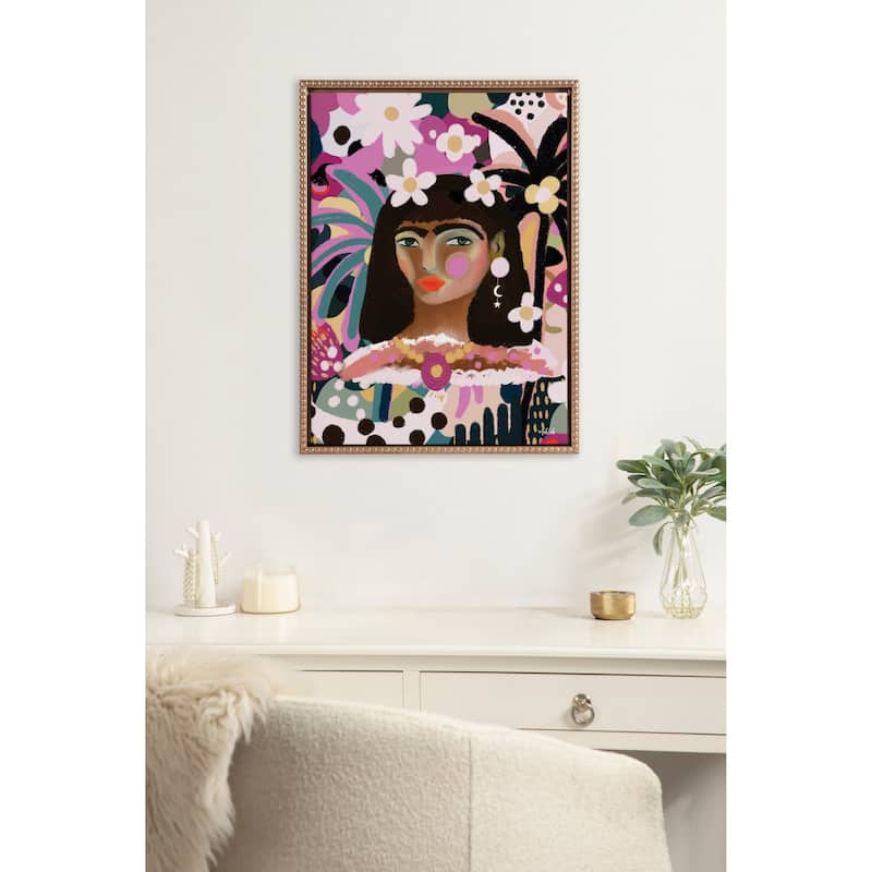 Kate and Laurel Sylvie Beaded Reba Framed Canvas by Inkheart Designs