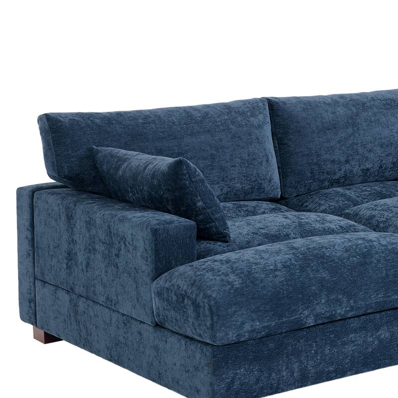 82.5"W Chenille Upholstered Sectional Modular Sofa With Chaise