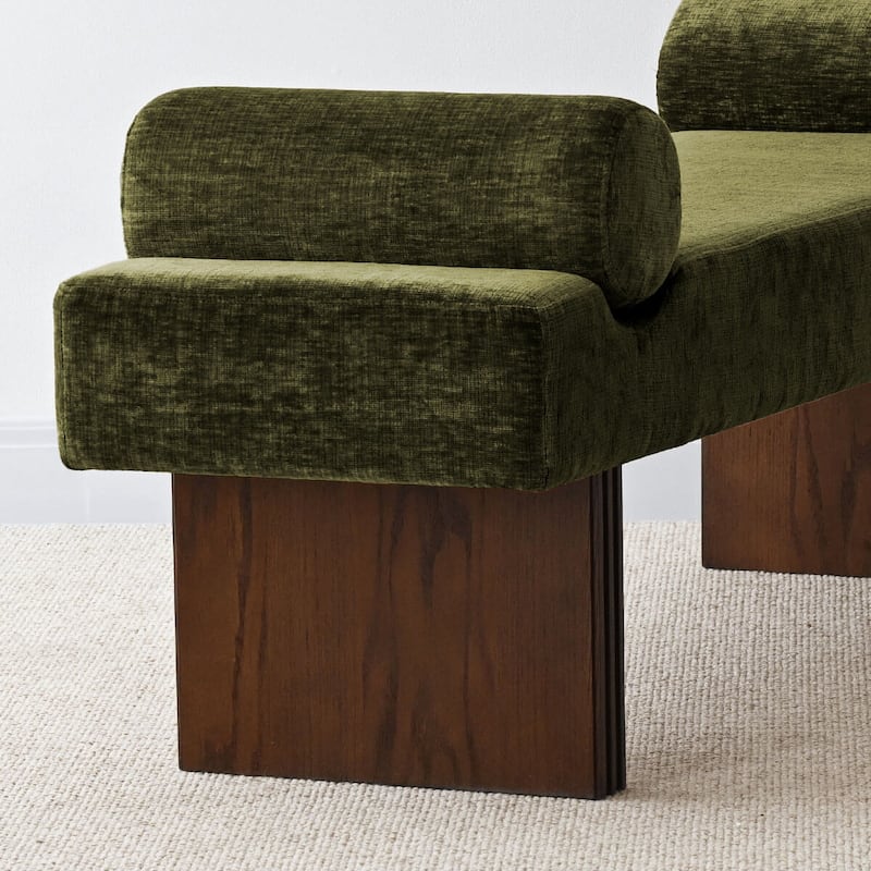 60" Upholstered Bedroom and Entryway Bench with Bolster Pillows