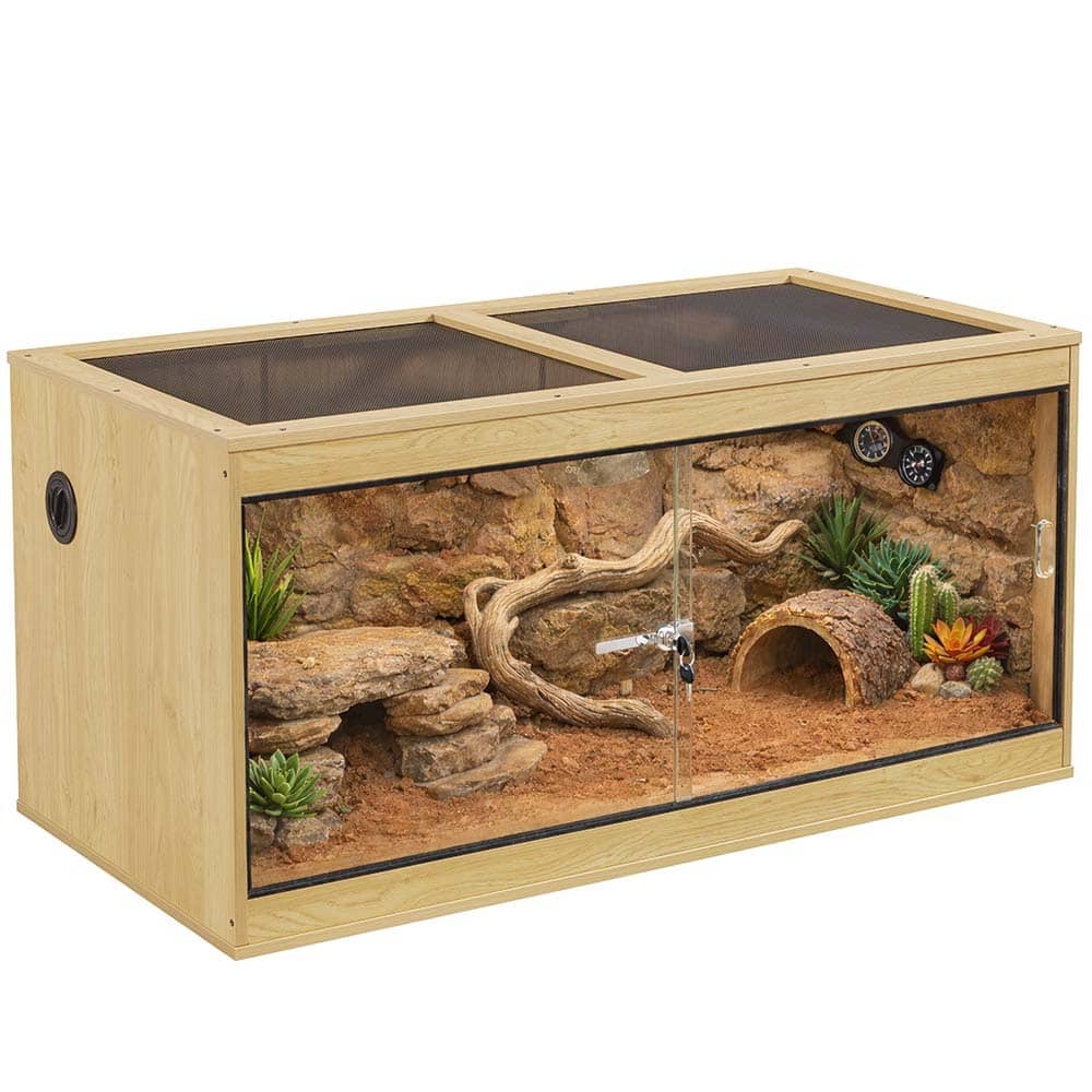 110 Gallon Reptile Terrarium, Bearded Dragon Reptile Tank with Sliding Door Top Screen Ventilation - 110 Gallon