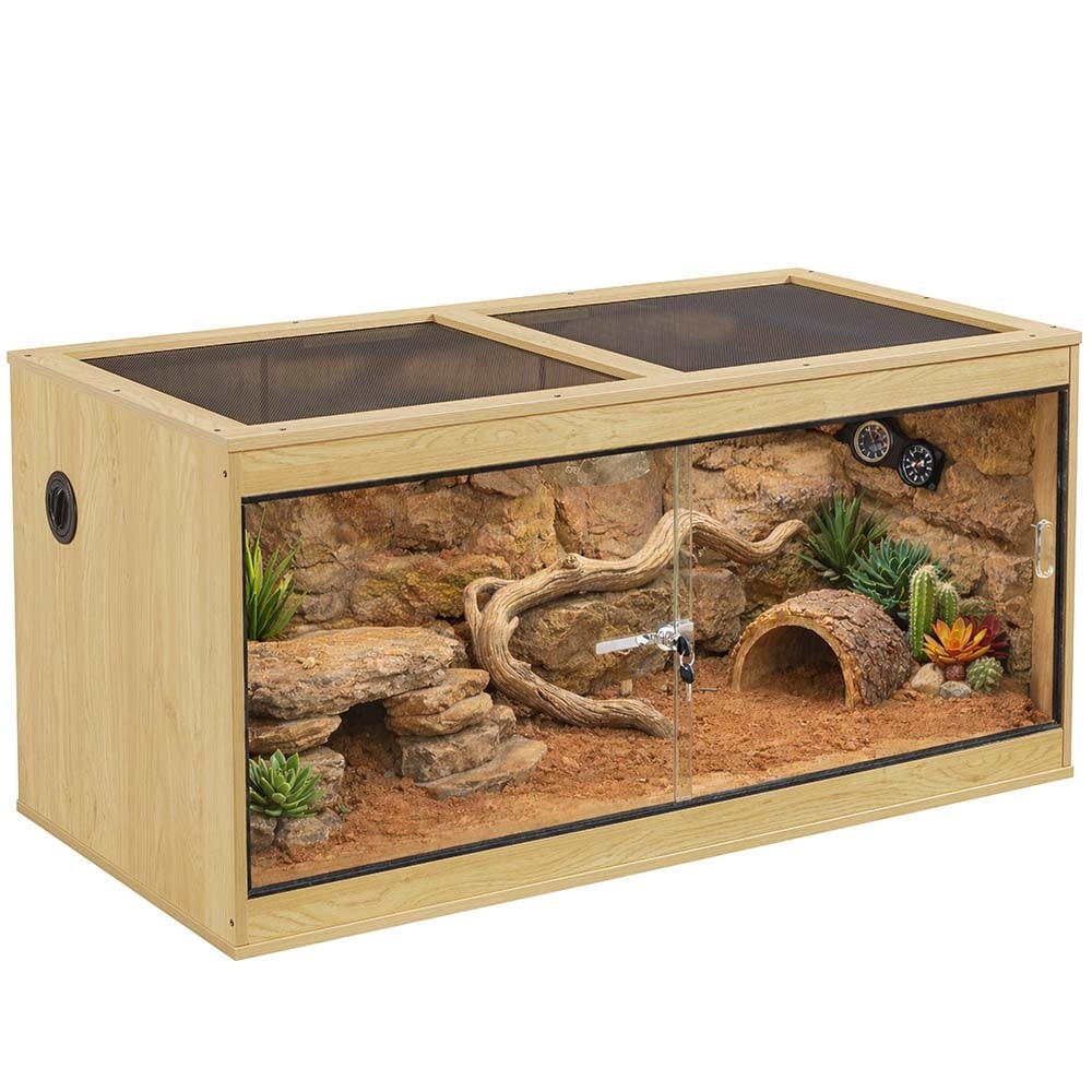 110 Gallon Reptile Terrarium, Bearded Dragon Reptile Tank with Sliding Door Top Screen Ventilation - 110 Gallon