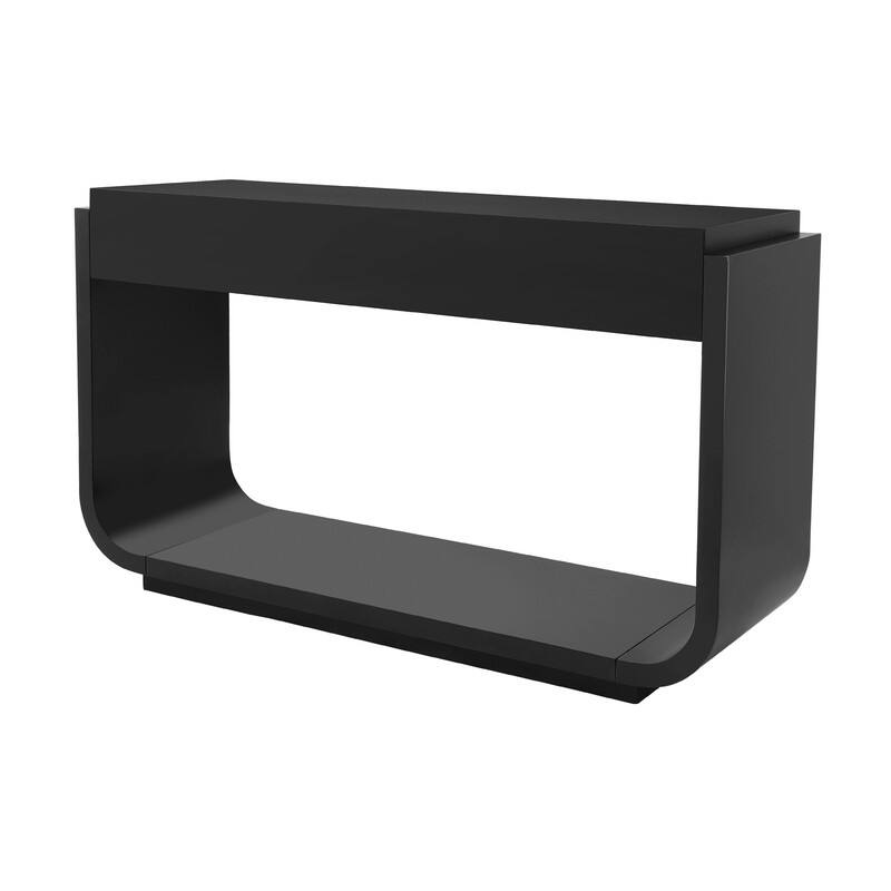 Mid-Century Modern Console Table with 3 Storage Drawers and Display Shelf for Entryway or Living Room Use - Black