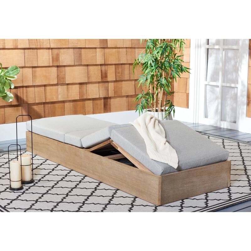 SAFAVIEH Couture Cornie Wood Chaise Lounge Chair - 37 In. W x 78 In. D x 14-34 In. H - 37"W x 78"D x 14-34"H
