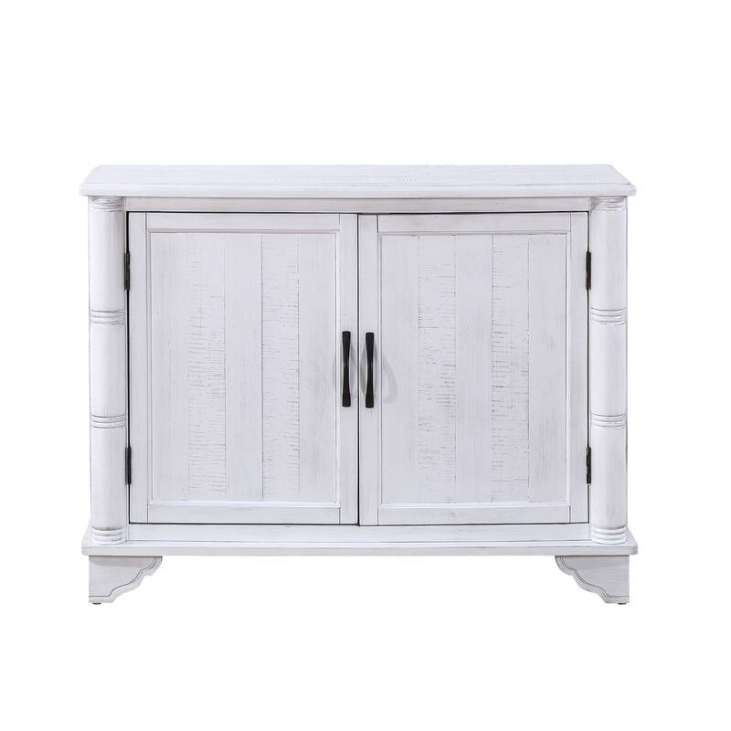 Retro Style Accent Storage Cabinet with Adjustable Shelves,Wood Grain Texture