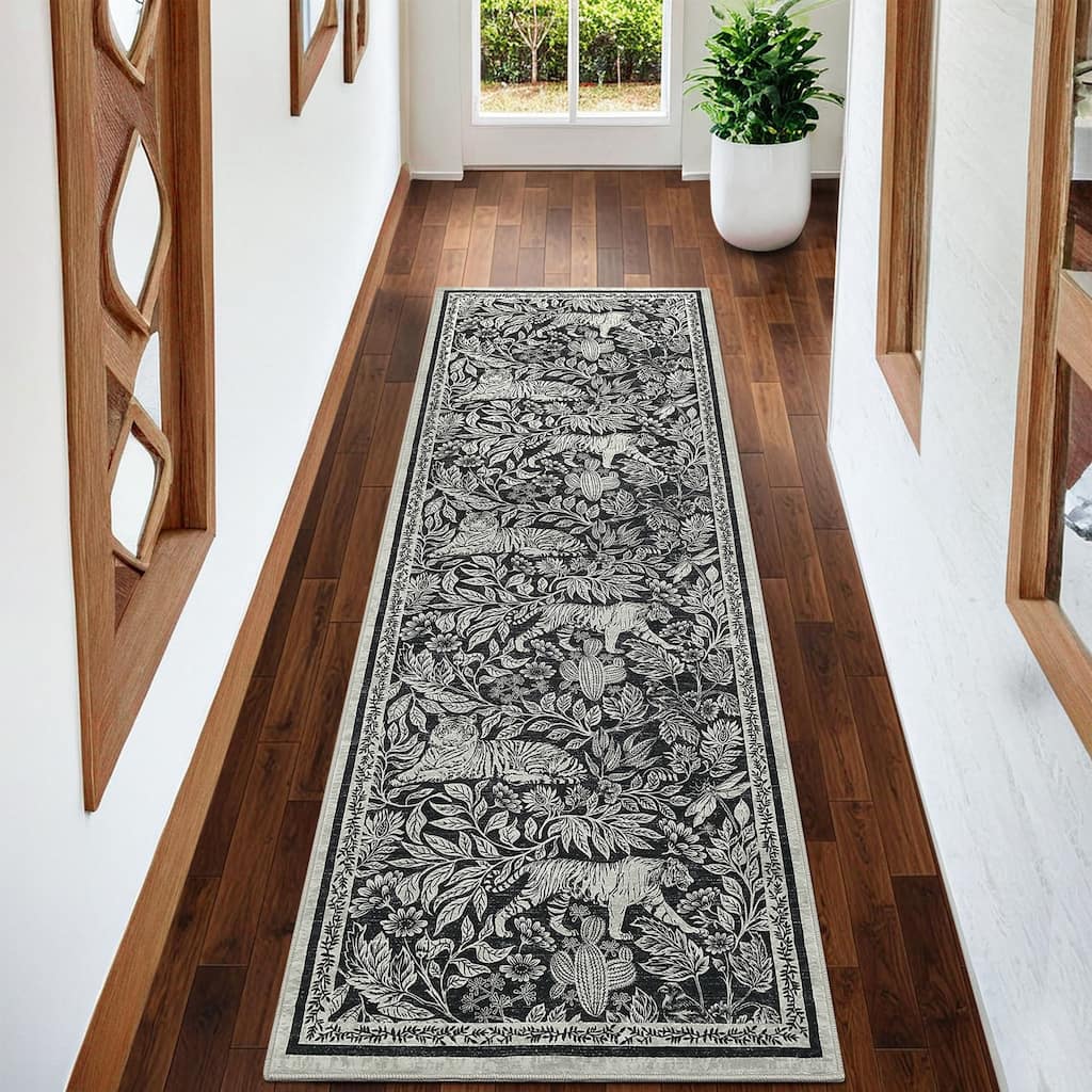 Forest Tiger Rugs Living Room Rug, Soft Washable Bedroom Rug, Low Pile Non-Slip Dining Room Home Office Carpet