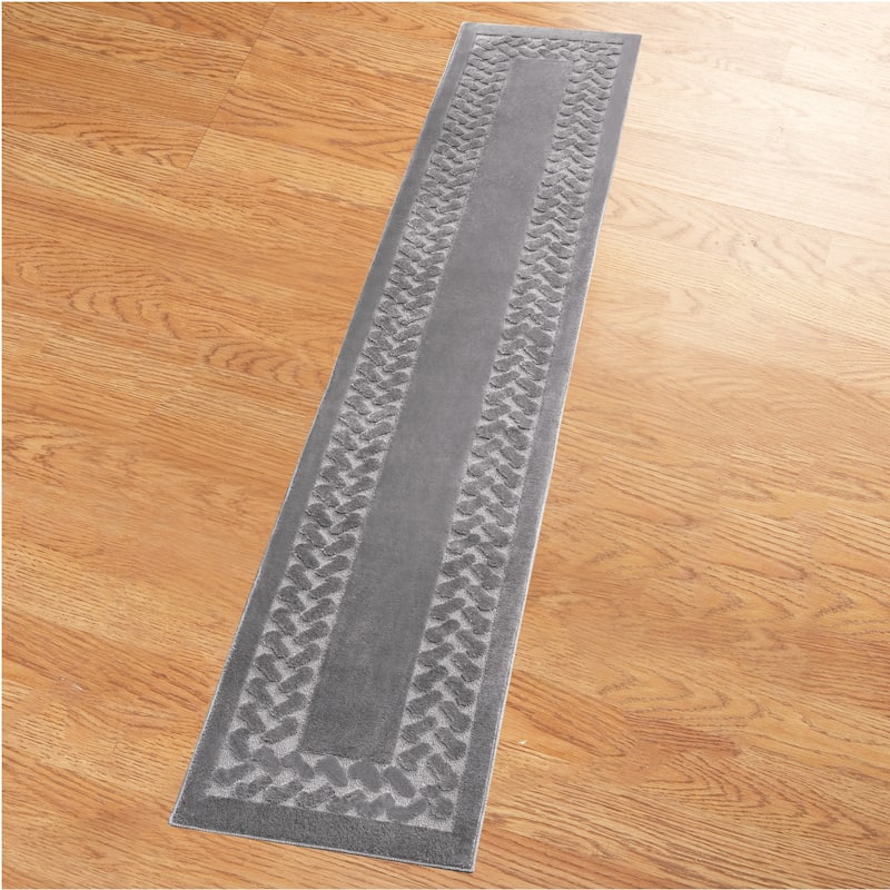 Herringbone Extra Long Hallway Runner Rug - Grey - 22" x 90"