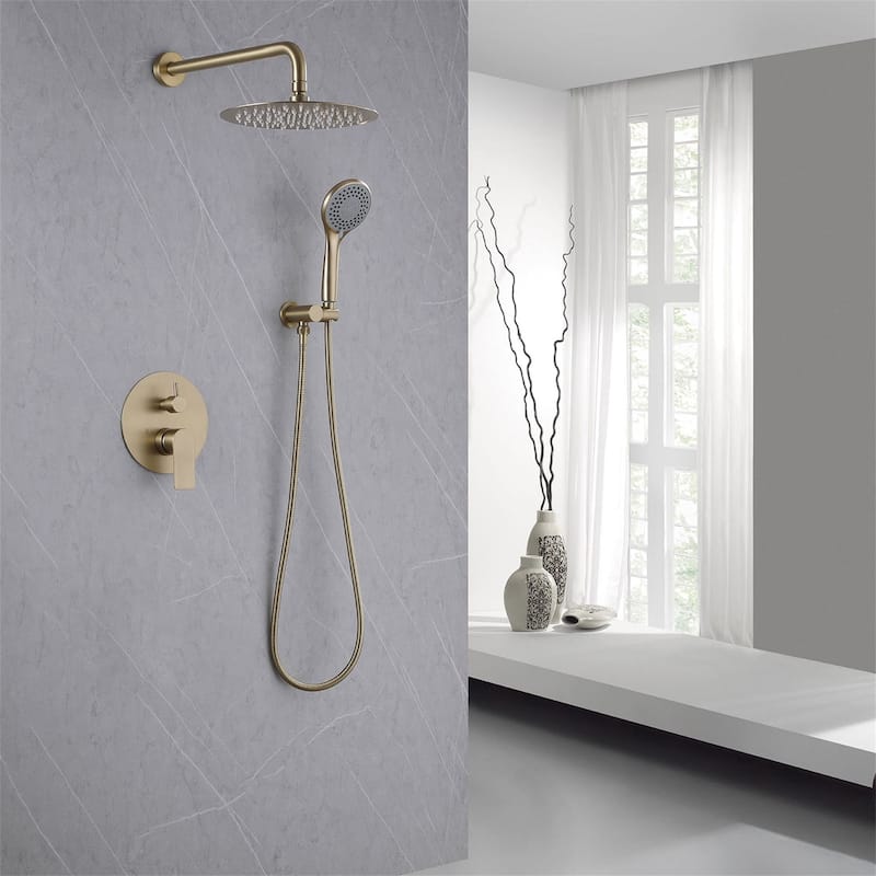 Wall Mount Shower Faucet with Hand Shower 9.84 Inch Shower System with Pressure Balance Valve