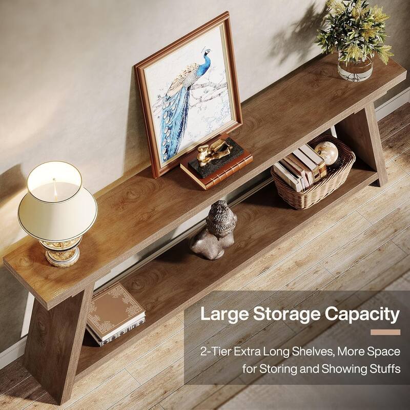 70.9 Inches Extra Long Console Table with Storage, Industrial Sofa Table Behind Couch