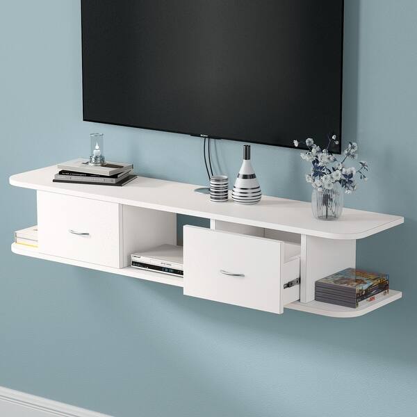 Shop Floating Tv Console With Drawers Floating Tv Component Shelf