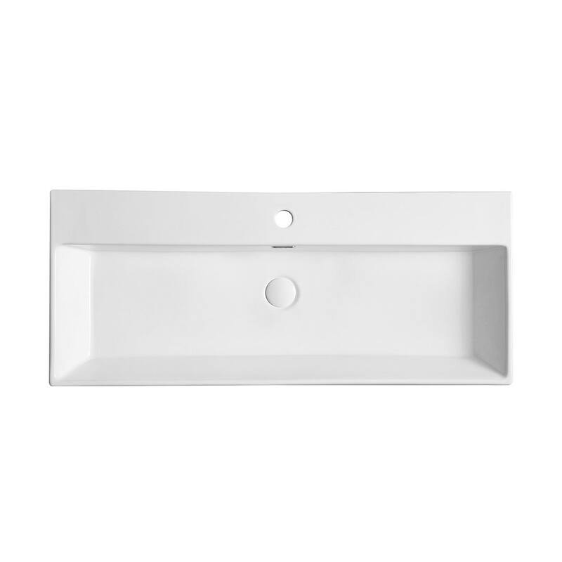 Eridanus 40" Elongated White Bathroom Vanity Trough Sink