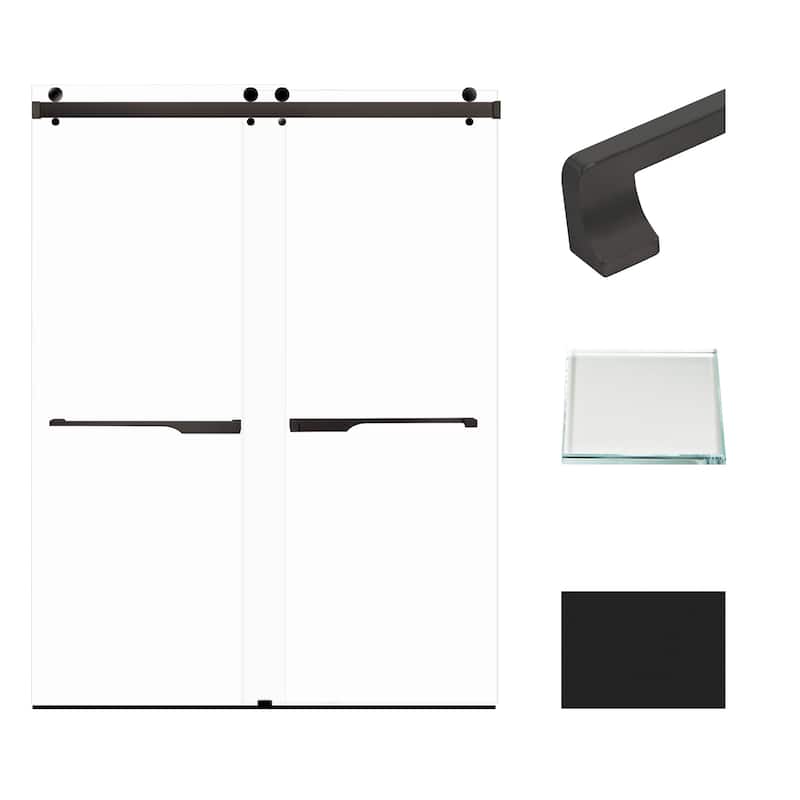 Transolid BYPT608010L-J 80" High x 60" Wide Bypass Frameless Shower - Matte Black