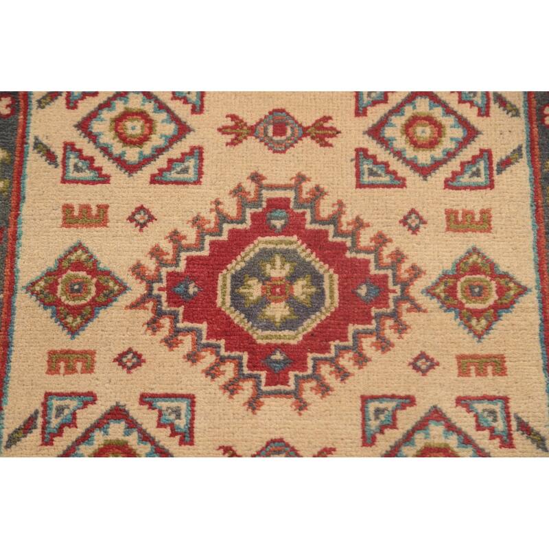 Kazak Oriental Foyer Rug Hand-Knotted Wool Carpet - 2'9" x 3'11"