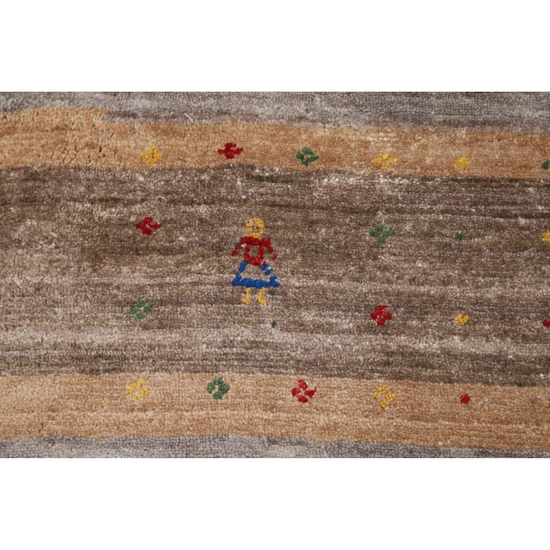 Gabbeh Oriental Area Rug Handmade Grey Silk Carpet - 7'8" x 9'9"