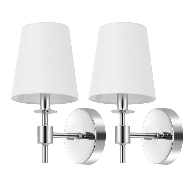 SAFAVIEH Lighting Dalany 7-inch Fabric Shade Wall Sconce with Bulbs (Set of 2) - 7 in. W x 5.5 in. D x 11 in. H