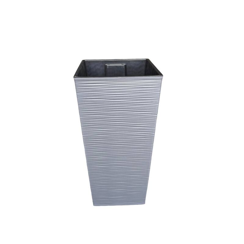 Lamela 22.4 in H Rectangular Plastic Modern Style Finezja Planter w/Removable Insert Shelf, Porch Planters, Flower Pot - Gray