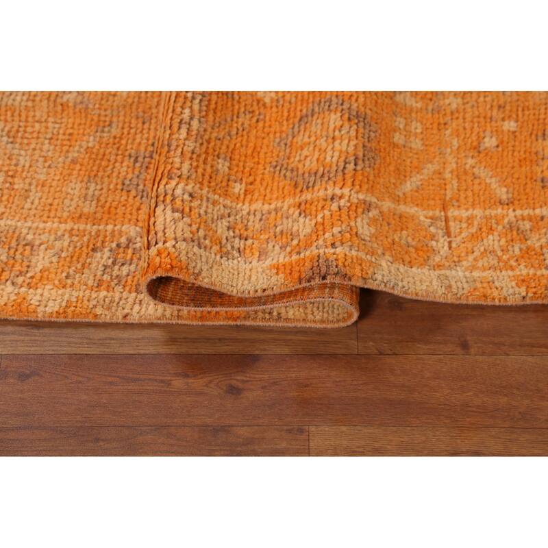 Orange Anatolian Oriental Vintage Runner Rug Handmade Wool Carpet - 2'10"x 12'3"