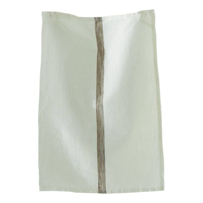 Linen & Cotton Single Stripe Dishtowel Gray Cotton Kitchen Towels, Machine Washable, Everyday Use, 13" x 26"