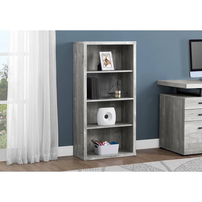 Bookshelf, Bookcase, Etagere, 5 Tier, 48"h, Office, Bedroom, Laminate, Contemporary, Modern - Grey