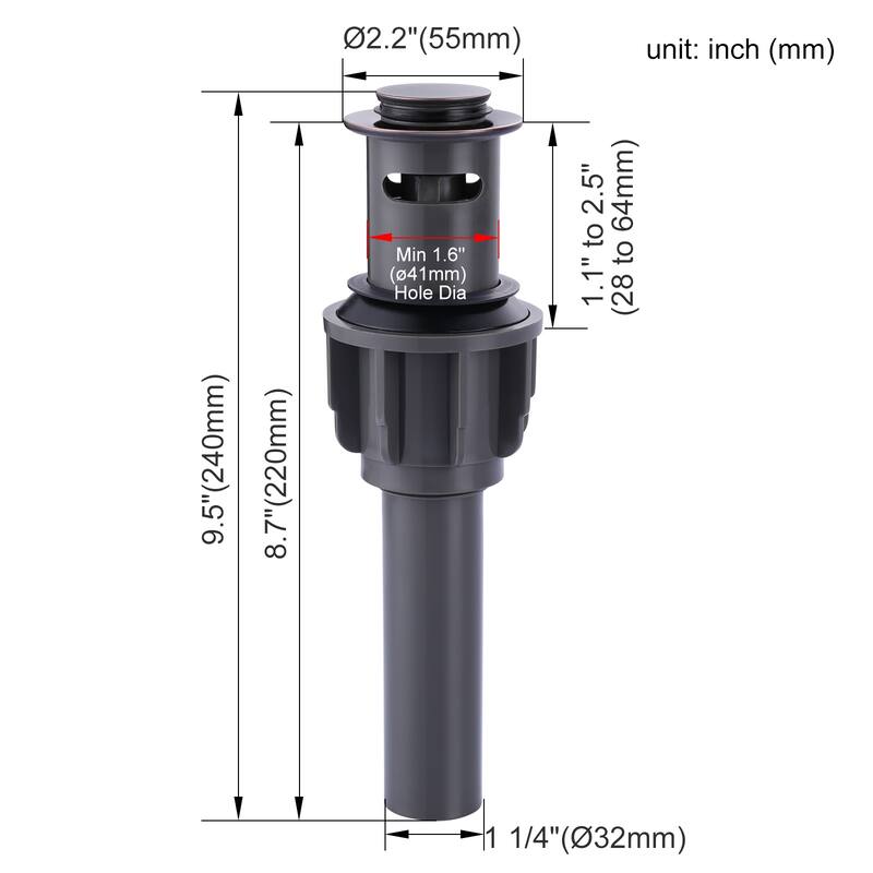 WOWOW 2-Piece Economical Easy Clean Pop Up Drain With Overflow