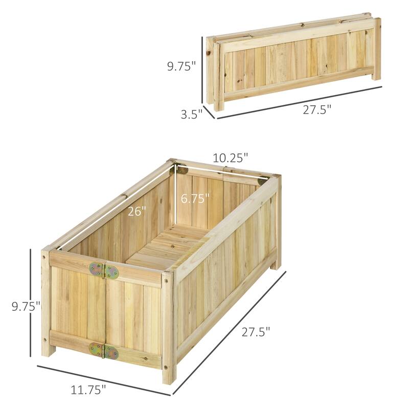 Outsunny 28'' x 12'' Foldable Raised Garden Bed, Elevated Planter Box, Wooden Planting Bed for Vegetables, Herbs, and Flowers