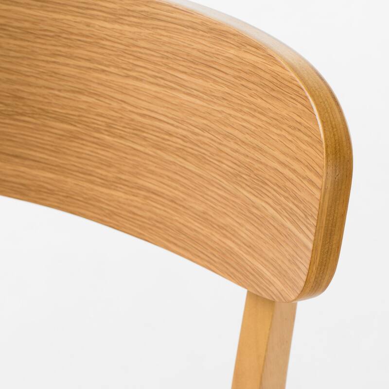 Set of 2 Dining Chairs - Fabric Cushioned Seat, Solid Rubberwood Legs, Light Beige