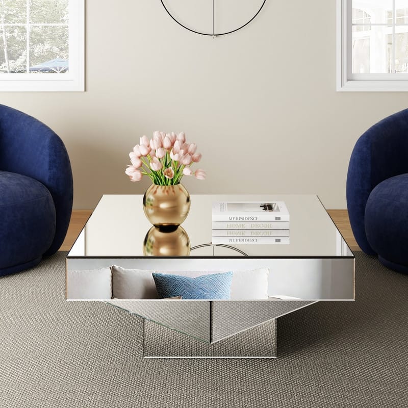 Glam Triple Mirror Coffee Table Accent Table