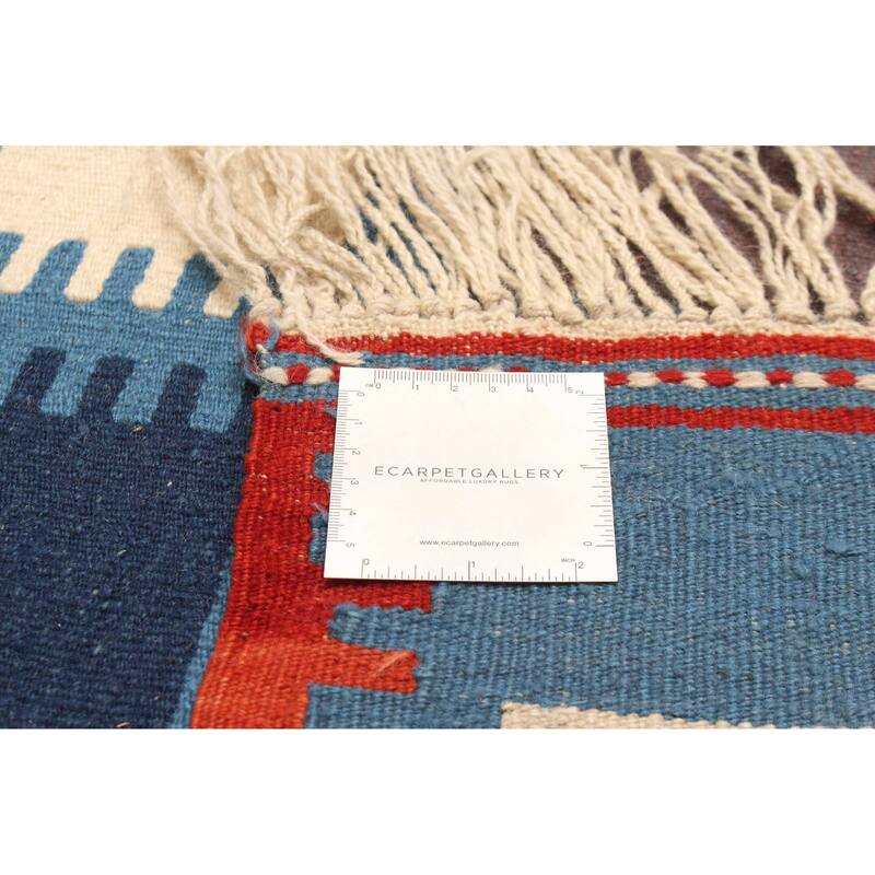 ECARPETGALLERY Flat-Weave Ankara Blue Wool Kilim - 4'11 x 6'6