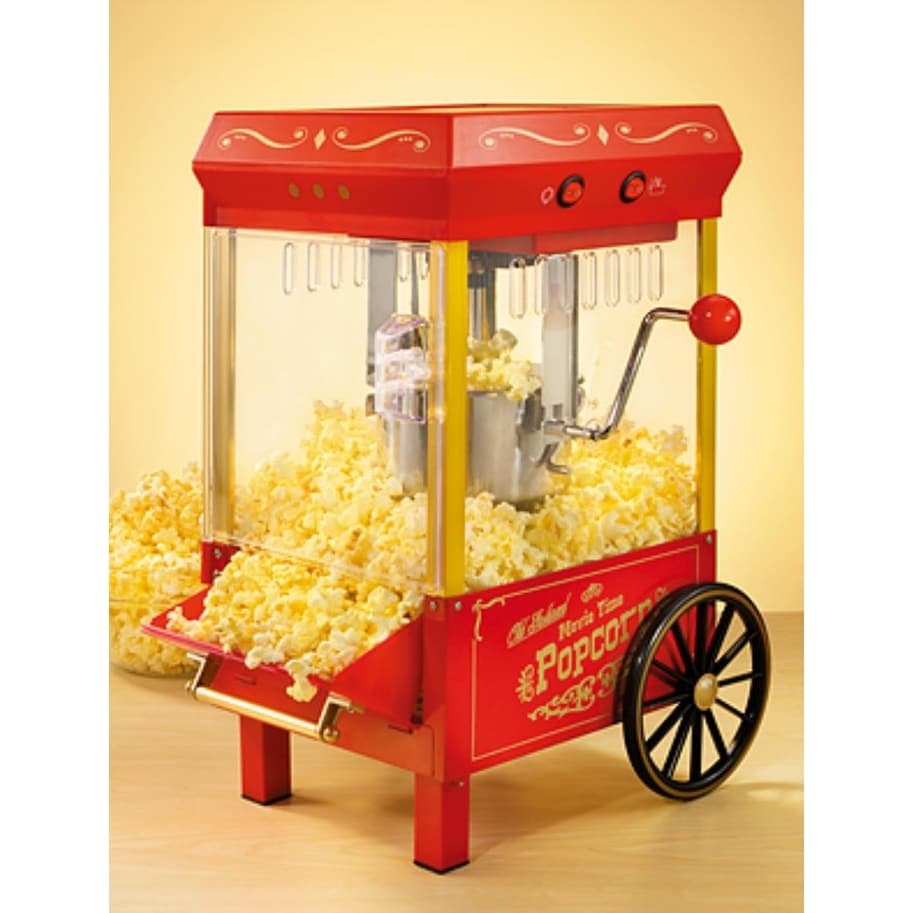Jago® Popcornmachine retro - 60 l/h, 200 g/10 min, roestvrijstalen pot, voor zoute popcorn - jaren 50-look, professionele popcornmaker, bereider, automaat