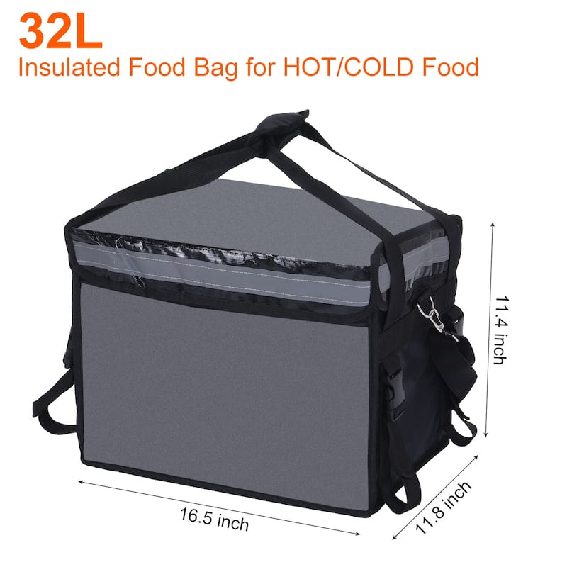 32L Food Delivery Insulated Bag Catering Thermal Bag Take-away Bag - Black