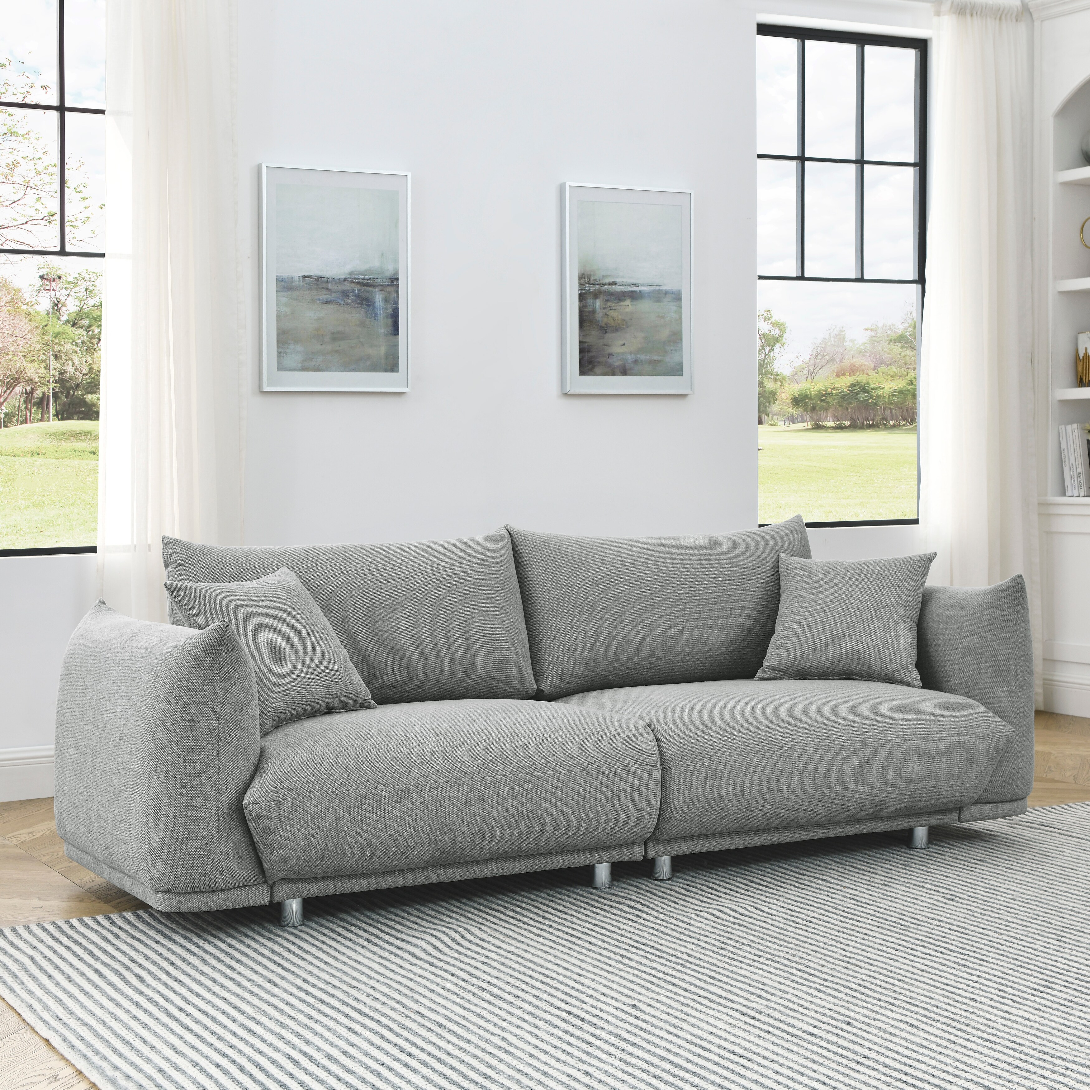 Modern Fabric Sofa Removable Pillows Thick Seat Cushions Sturdy and Durable Frame Bed Bath Beyond 38103588