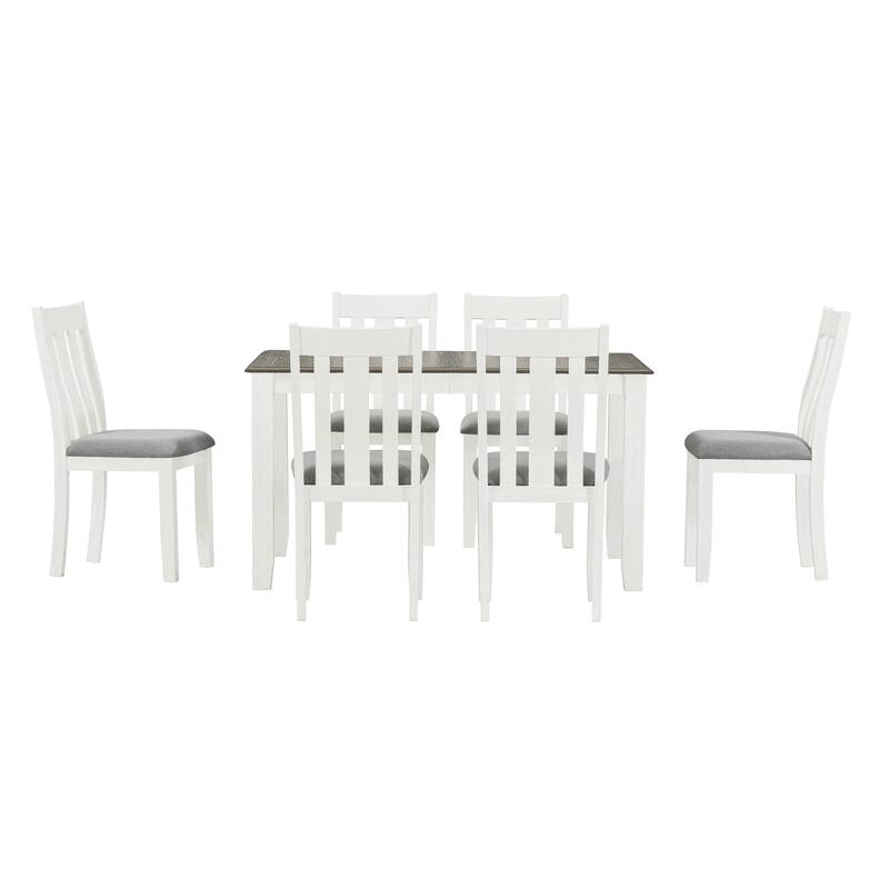 Retro 7-Piece Dining Table Set with Extendable Table and 6 Upholstered Chairs for Elegant Dining