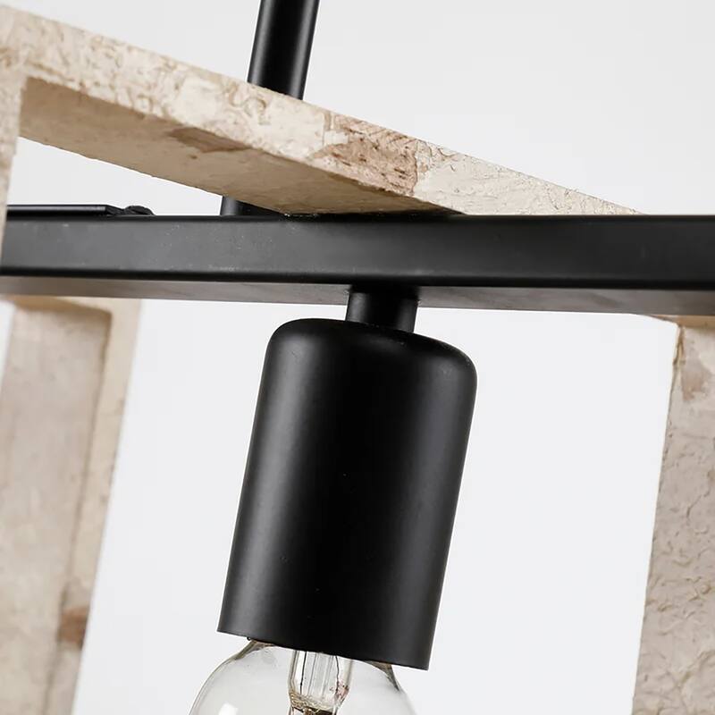 4-Light Black/Brown Kitchen Island Pendant, Modern Rustic Style