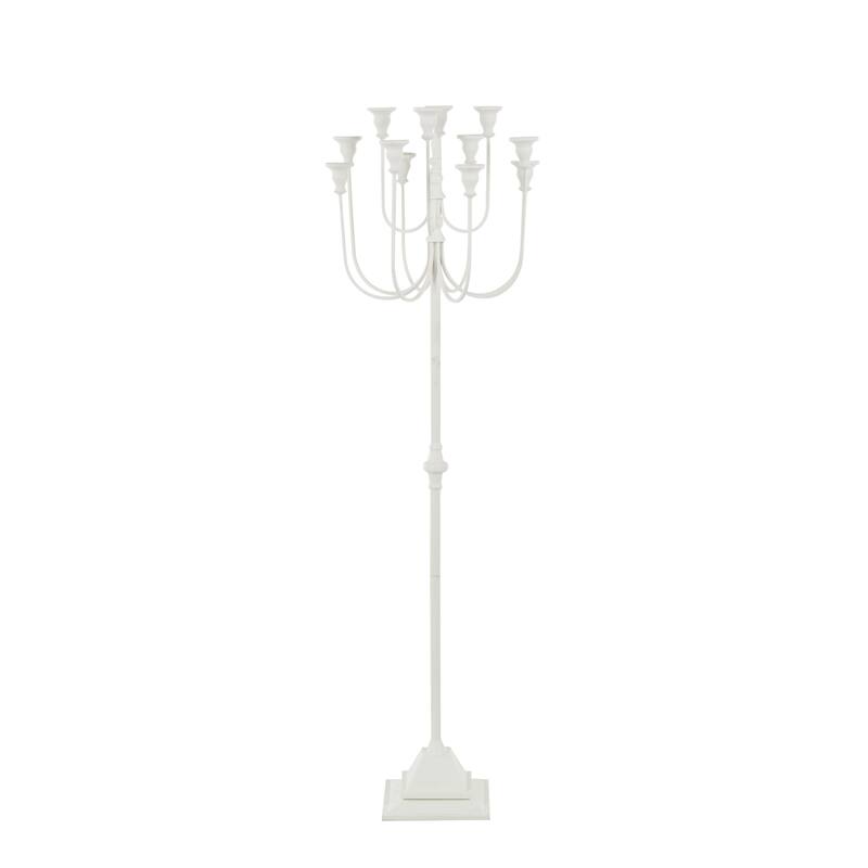 Metal Taper 12 Slot Candelabra - White - Roche River Decor - 16"W x 16"L x 52"H