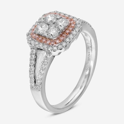Gregg Ruth 14K Gold, White Diamond and Pink Diamond Engagement Ring Sz. 6.75
