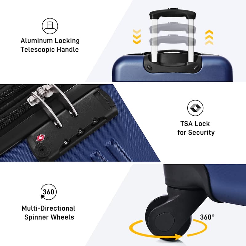3 Piece Luggage Set Hardside Spinner Suitcase with TSA Lock 20IN 24IN 28IN Available