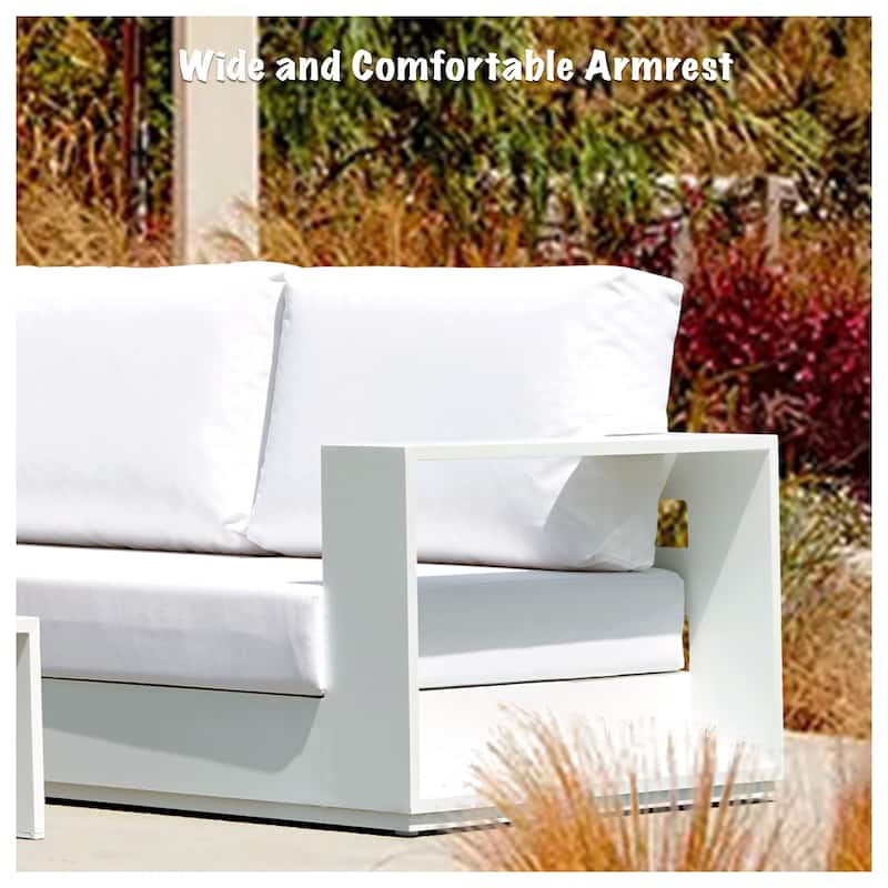 Faena White 4-Piece Aluminum Outdoor Conversation Seating Set