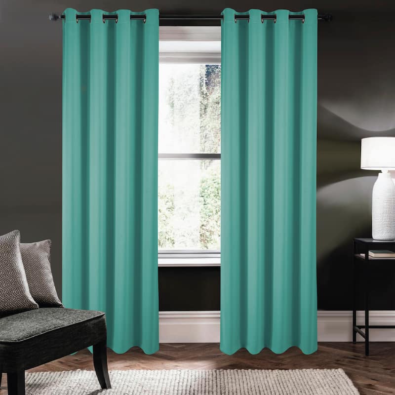 Riley 100 percent Blackout Window Curtain Panel 45, 63, 84, 95 or 105 inch - 54" x 84" - Teal