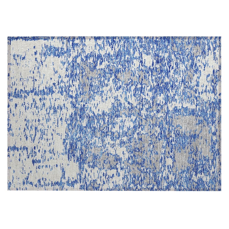 Machine Washable Indoor/ Outdoor Abstract Pixels Chantille Rug