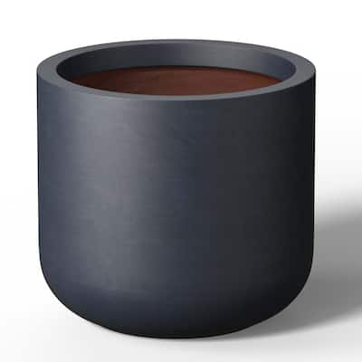 Granite Gray Concrete Round Planter with Enhanced Interior Outdoor Indoor Pot with Drainage Holes
