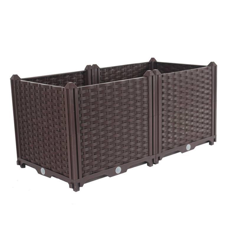 HomeRoots 32" X 16" Dark Brown Heavy Duty Plastic Rectangular Self Watering Planter Box