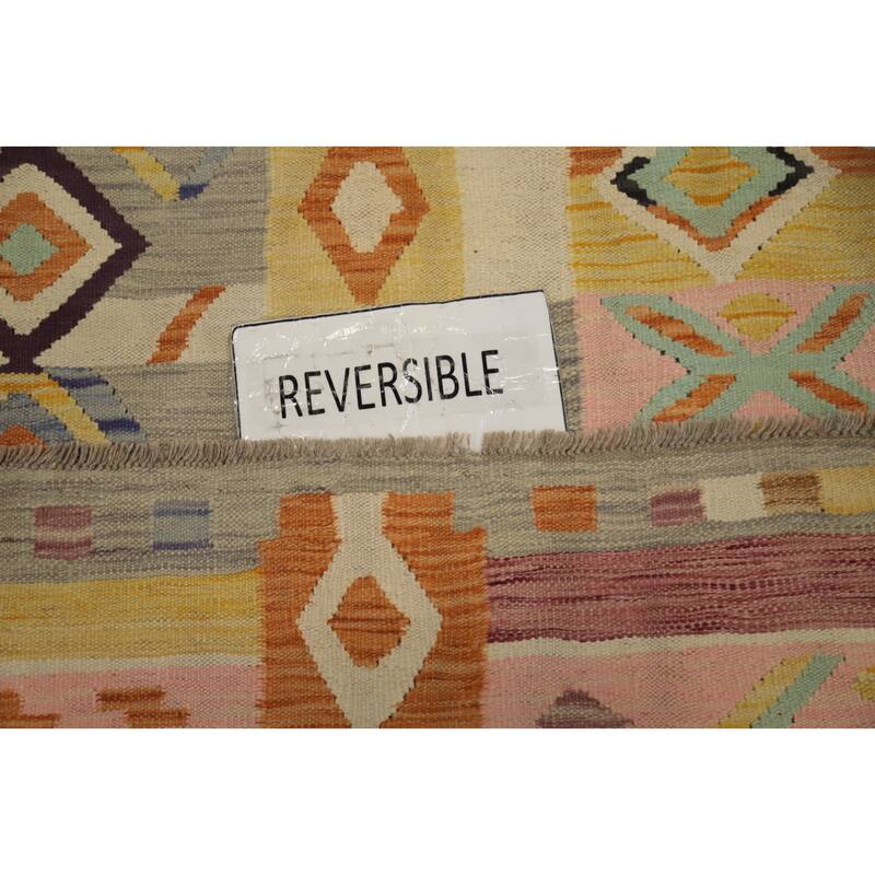 Hand Woven Oriental 100% Wool Carpet Southwestern Tribal Multi-Colored Kilim Area Rug - 5' 1'' X 3' 3''