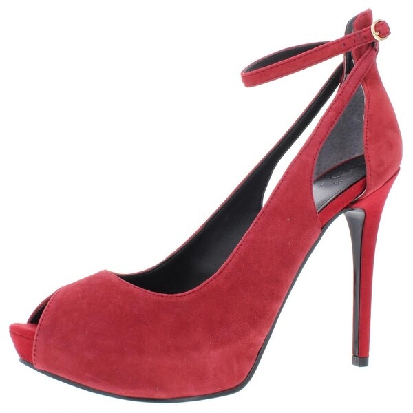 guess red peep toe heels