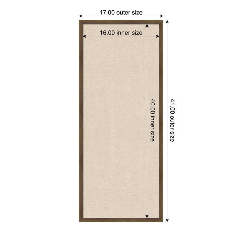 Amanti Art Framed Fabric Pinboard Natural Linen Printed Bulletin Board - Board Size 16 x 40 - Lucie Light Bronze