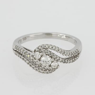 Miadora 1/2ct TDW Diamond 3-stone Bypass Engagement Ring 10k White Gold