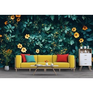 Green Botanical Wallpaper / Leaf Peel and Stick Wall Mural - Bed Bath ...